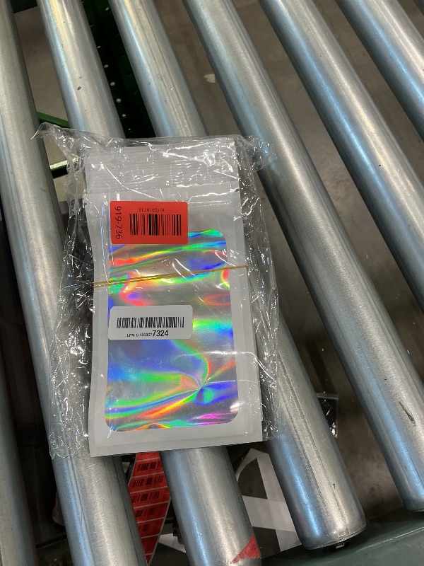 Photo 1 of 100 pcs Smell Proof Mylar Holographic Bags Packaging Bags, Resealable Odor Proof Bag Foil Pouch Zipper Bag for Food Storage (White, 4.7 x 7.9 Inch)