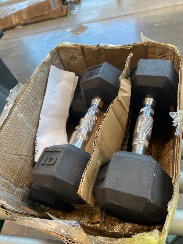 Photo 1 of *Missing Parts*
CAP Barbell Rubber Coated Hex Dumbbell Hand Weight Set with Vertical Storage Rack | Black  
***ONLY 10LBS & 15LBS DUMBBELLS**