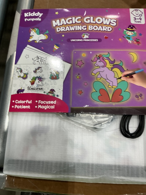 Photo 1 of *Damaged item/Screen is cracked in corner*  Lumiboards LED Drawing Board for Kids - 7 Colors DIY Doodle Glow Board with 7 Markers, 10 Tracing Sheets - Unicorn Toys for Girls, Brithday, Gifts for Kids/Grandkids, Christmas Crafts Kit for Girls