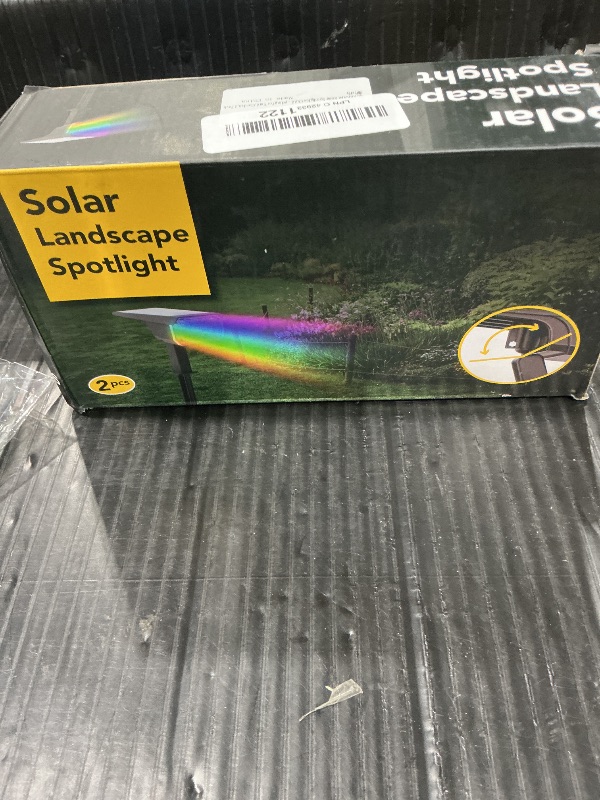 Photo 1 of ***MISSING PIECES*** ***READ CLERK NOTES*** Solar Outdoor Lights,40 LEDs Color Changing RGB Solar Landscape Path Lights,USB & Solar Powered Multicoloured Spotlights,14 Colors Auto Cycling Spotlights for Yard,Garden,2 Pack