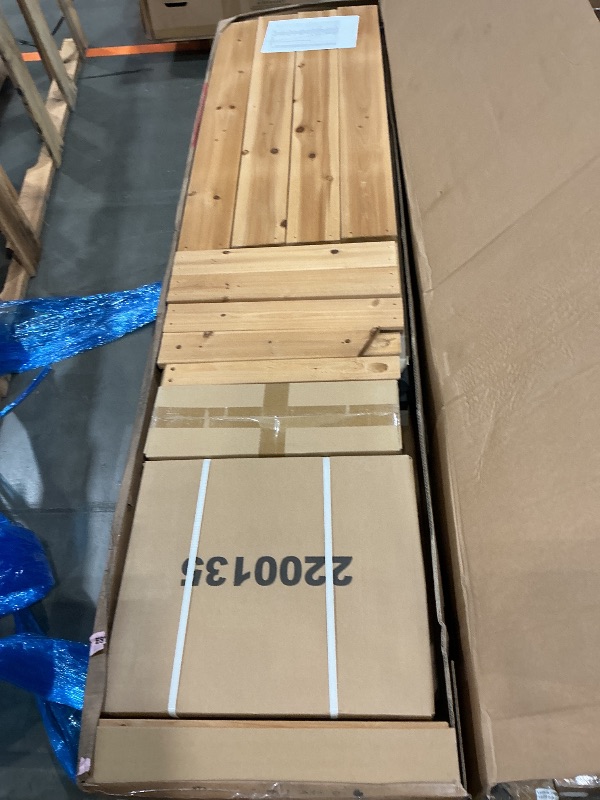 Photo 1 of Backyard Discovery Endeavor II Cedar Wood Swing Set with Wave Slide, Play Deck, Double Rock Wall, Picnic Table, Climbing Wall, Belt Swings, Web Swing, Toy Telescope, Step Ladder, Outdoor Playset