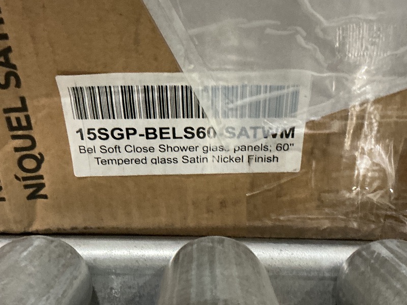 Photo 1 of ***MISSING PARTS*** ***CHECK CLERK NOTES*** OVE Decors
Bel Soft Close 60 in. W Alcove Frameless Sliding Shower Door in Satin Nickel