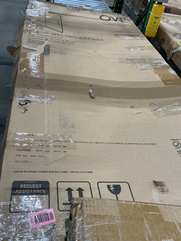 Photo 1 of ***MISSING PARTS*** ***CHECK CLERK NOTES*** OVE Decors
Bel Soft Close 60 in. W Alcove Frameless Sliding Shower Door in Satin Nickel