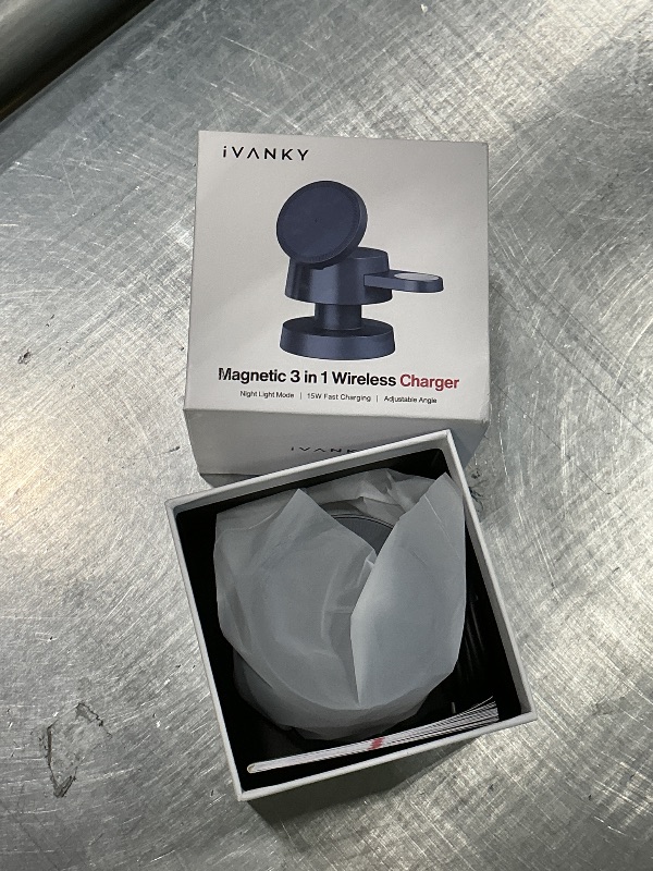 Photo 1 of iVANKY 4 in 1 Wireless Charger for iPhone 17 Charging Station with Night Light, 15W 3 in 1 Travel Stand for MagSafe Charger for iPhone 17/16/15/14/13/12/11/X Pro/Max/Plus/Air, Apple iWatch, Airpods