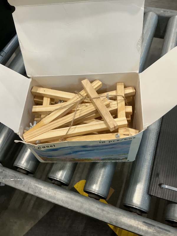 Photo 1 of 12 Pcs Mini Wood Easel Stands 6 Inch Tabletop Display Holder for Art, Photos, Menus, Wedding Cards, Small Canvases