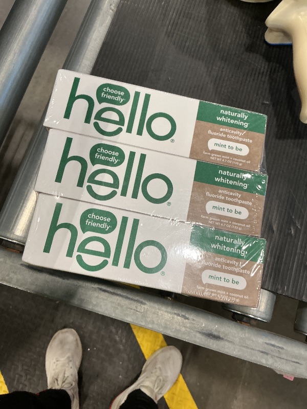 Photo 1 of *Factory Sealed*
hello Naturally Whitening Fluoride Toothpaste, Natural Whitening Toothpaste with Coconut Oil and Tea Tree Oil, Tames Bad Breath, Helps Moisturize, and Fights Cavities, Mint, 3 Pack, 4.7 Oz Tubes