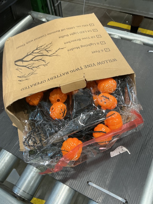 Photo 1 of [ 8 Modes & Timer ] 6 Ft 54 LED Halloween Willow Vine Twig Decor Garland with 18 Orange Pumpkins Lights, Waterproof Battery Operated Halloween Decorations for Home Wall Window Mantle Fireplace Decor