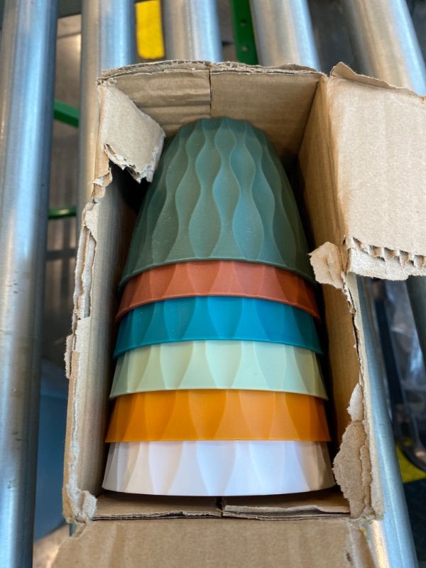 Photo 1 of ***MISSING SAUCERS*** 4 Inch Small Pots for Plants, 6 Pack Waffle Texture Small Plant Pots for Succulents, Plastic Planter with Drainage Holes and Saucers for Indoor Outdoor Plants, Flowers, Herbs, Seedlings, Colorful