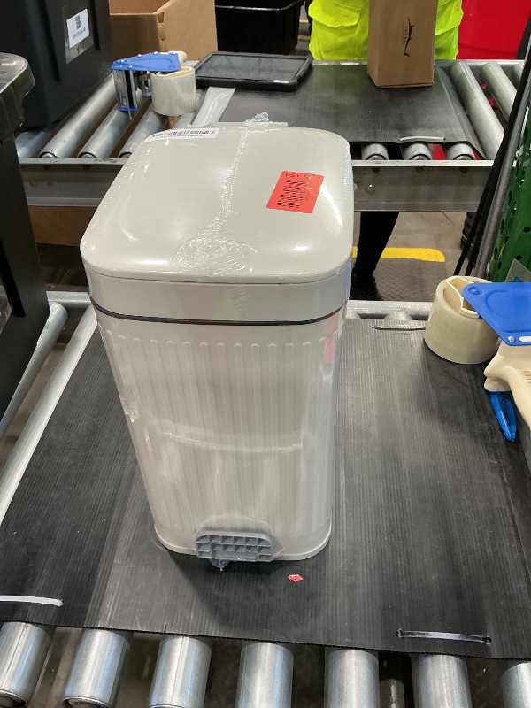 Photo 1 of rejomiik Small Bathroom Trash Can with Lid Slim Soft Close Garbage Can Step Wastebasket Container Trash Bin for Office Bedroom Kitchen Living Room (2.6 Gallon Cream)