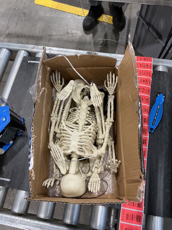 Photo 1 of 2 Pack 24 Inches Halloween Skeleton, LED Light Up Pose-N-Stay Halloween Skeleton Full Body Posable Movable Jonints for Halloween Decoration
