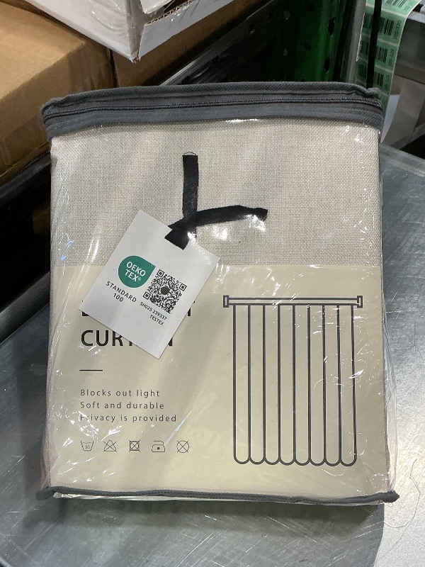 Photo 1 of 100% Blackout Shield Linen Blackout Curtains for Bedroom 96 Inches Long, Back Tab/Rod Pocket Living Room Drapes, Thermal Insulated Blackout Curtains 2 Panels Set, 50" W x 96" L,Cream