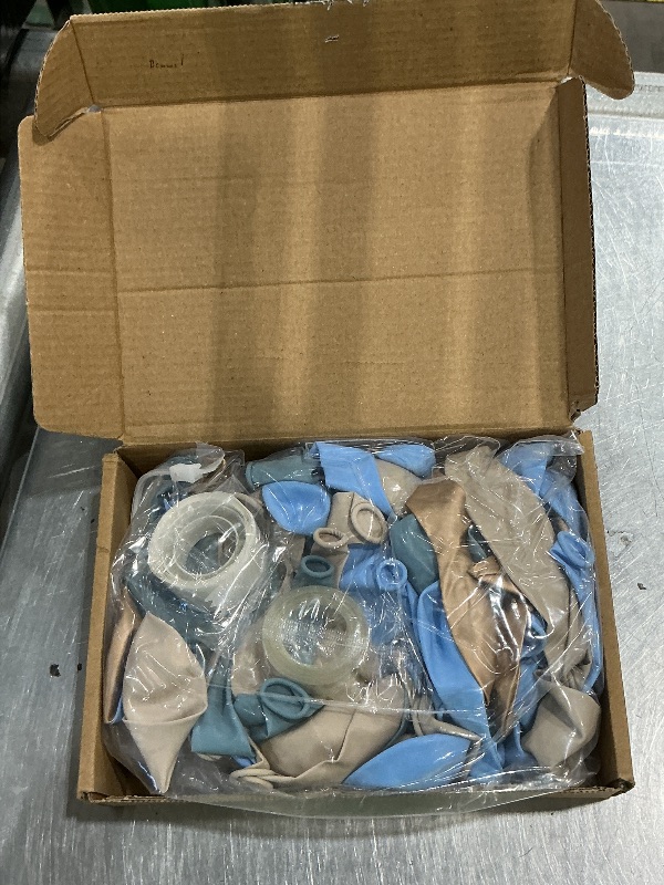 Photo 1 of 138Pcs Dusty Blue Balloons Arch Garland Kit, Dusty Baby Blue Sand White Metallic Gold Balloons for Bridal Shower Gender Reveal Birthday Baby Shower Decorations