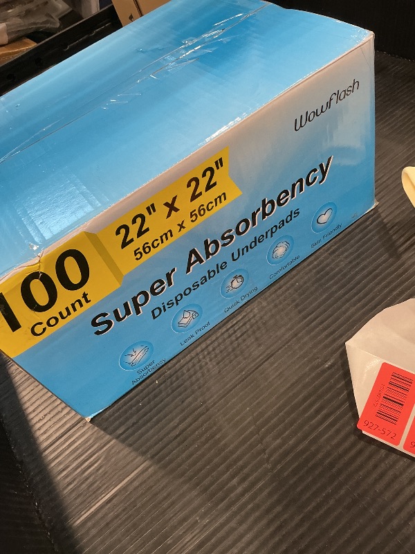 Photo 1 of 100 Count 22” x 22” Super Absorbency Disposable Underpads, Leakproof Quick Drying Disposable Pads for Baby, Puppy and Adults, Puppy Pads, Cat Pee Pads for Dogs, Potty Puppy Training Pads