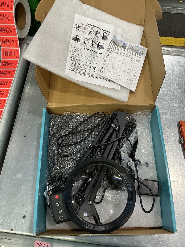 Photo 1 of 10X 30X Large Magnifying Glass with Light and Stand, 5-inch Lighted Magnifier, 72 LED 3 Color Modes Stepless Dimmable, Hands-Free Magnifying Glass Desk Lamp for Reading Craft Hobby Close Work Black