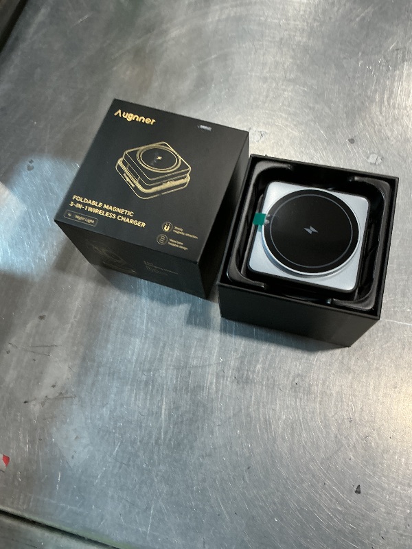 Photo 1 of ?2025 Upgraded?Wireless Charger 3 in 1, Foldable Wireless Charging Station with Night Light for Apple MagSafe Charger, Travel Magnetic Charger Stand, Nightstand Fast 15W Charging Station (20W Adapter)