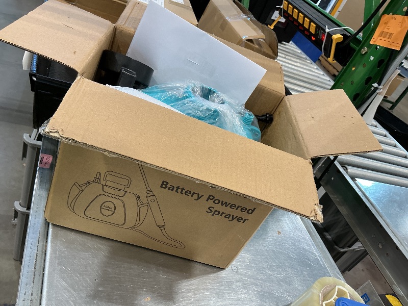 Photo 1 of 2 Gallon Battery Powered Garden Sprayer, Electric Sprayer, Weed Yard Lawn Sprayers with 5 Mist Nozzles & Retractable Wand & Adjustable Strap for Lawn, Garden, Yard (Teal)