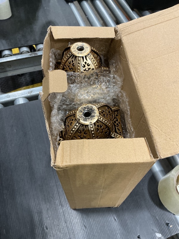 Photo 1 of ***MISSING PIECE*** Twinkya 2 Pack Hanging Solar Lights Outdoor Garden Decorative Solar Lantern Waterproof Metal Moroccan Outdoor Decorations for Patio Pathway Yard Porch Backyard Garden Decor (Gold, 2 Pack)