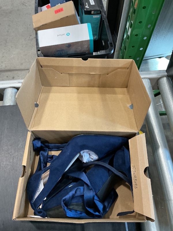 Photo 1 of **MINOR DAMAGE - USED**
Fashare Womens Bow Heels Closed Toe Stiletto High Heel Sexy Wrap Tie Removable Strap Pumps Dress Shoes, C-Navy, Size 8.5