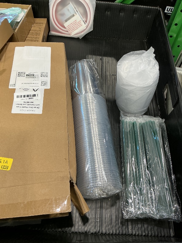 Photo 1 of [50 Sets] 24 oz Clear Plastic Cups with Lids and Straws, Disposable Coffee Cups