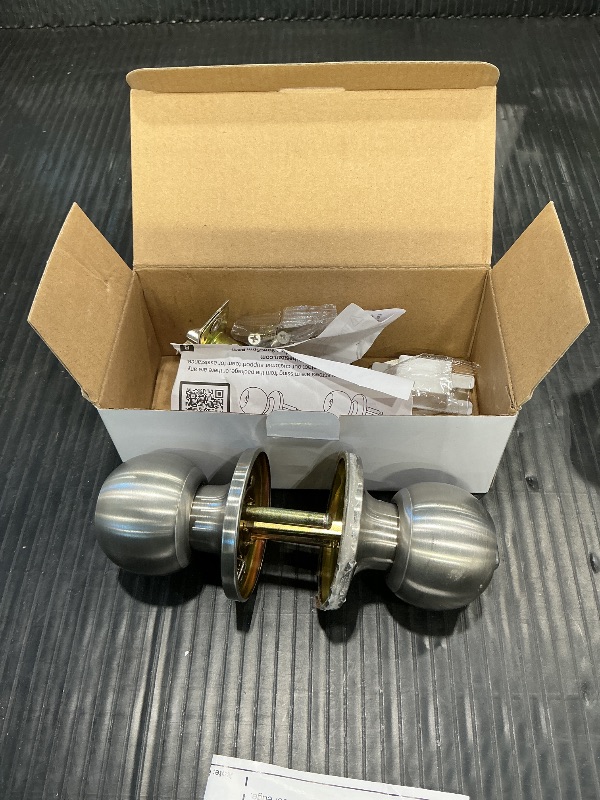 Photo 1 of *Missing keys* BESTTEN Keyed Entry Door Knob with Lock, Interior and Exterior Door Lock, Standard Ball, Satin Nickel