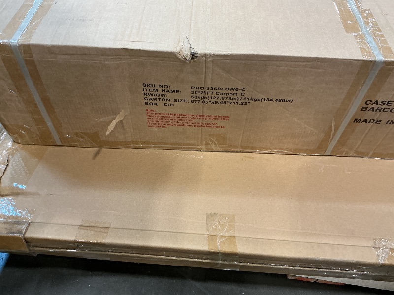 Photo 1 of ** SOLD AS SET ** Garveelife 20'x25'x13' Metal Carport for 2 Cars, Heavy Duty Extra Tall Carport for Heavy Snow, Reinforced Frame, Permanent Shelter for Bass Boats, Full-Sized Pickup Trucks, and Tractors, N.W. 980 Lbs