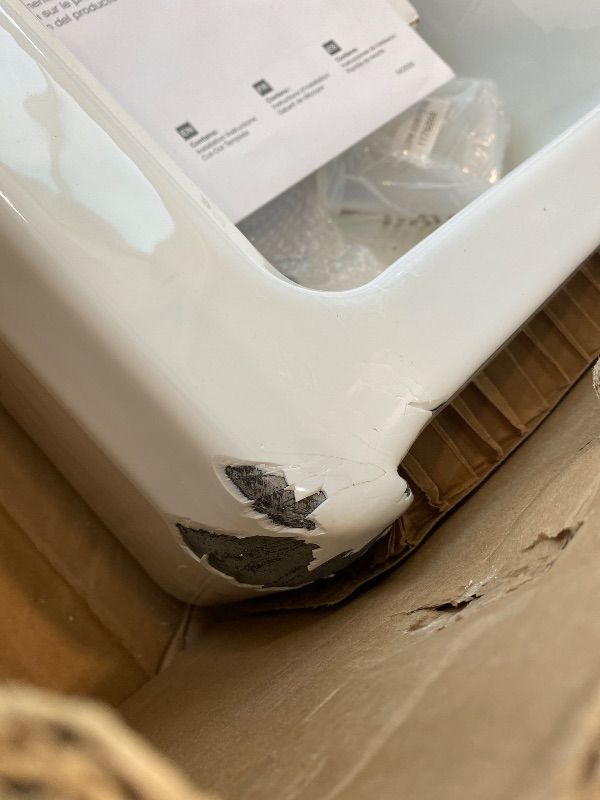 Photo 1 of ***MINOR DAMAGE*** ***READ CLERK NOTES*** Kohler 24564-0 Riverby® 35-3/4" undermount single-bowl farmhouse workstation kitchen sink, White/gray