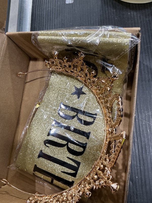 Photo 1 of 40th Birthday Crown and Sash for Women, 40 Tiara Headband, Black Gold 40th Birthday Decorations Gifts Favors for Female Friends Sister Daughter Wife Mom