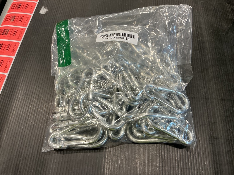 Photo 1 of 50Pack Heavy Duty Carabiners M8 5/16" Spring Snap 3Inch Zinc-Galvanized Steel Carabiner Clips Chain Quick Links Safety Connector for Hammock Swing Fitness Gym Outdoor Supplies Boating
