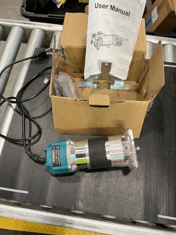 Photo 1 of 110V 800W Wood Router Tool, 30000RPM Electric Palm Trim Router, Compact Hand Router with 15x 1/4” Router Bits & 2x Trim Guides for Woodworking Adjustable Base Height w/Scale