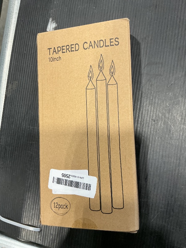 Photo 1 of 12 Pack Ivory Taper Candles 10 inch - Taper Candles Dripless, Smokeless, Unscented - 8 Hours Long Burning - Hand Poured Tall Candlesticks - Perfect for Home Decor, Weddings, and Special Occasions