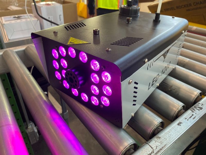 Photo 1 of *Minor Damaged* 1200W Fog Machine Outdoor Indoor, 18 Lights Halloween Smoke Machine Fog with 6000 CFM, 13 Colors & Remote Controls for Party Stage Effect