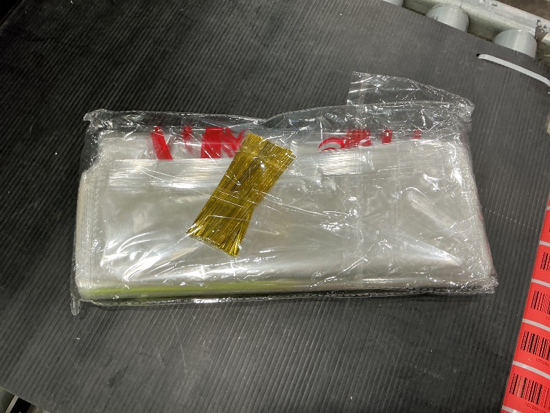 Photo 1 of 120PCS Cotton Candy Bags with Ties 11.8 x 17.7 Inch Clear Cotton Candy Bags with Print for Carnivals Party Candy Sticks and Cones