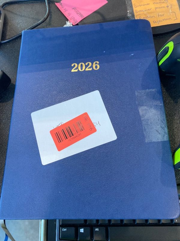 Photo 1 of ***MINOR DAMAGE*** 2026 Planner - Planner 2026, Leather Calendar Weekly and Monthly, 9"x11", Jan 2026 - Dec 2026, Leather Hardcover, Pen Loop, Elastic Closure, Pocket - Navy