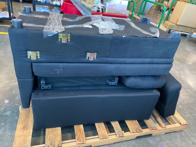 Photo 1 of ***STAINS*** Lyngins L Shaped Sleeper Sofa Bed, 86" Pull-Out Couch Bed with Storage Chaise, Linen Sectional Convertible Sofa Couches for Living Room, Apartment, Bedroom, Black