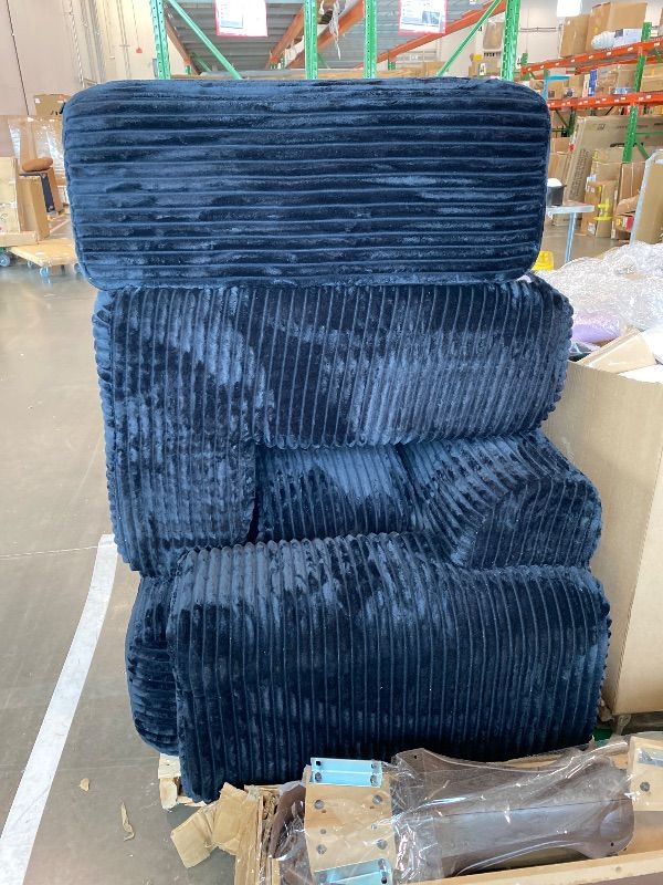 Photo 1 of ***MINOR DAMAGE*** ***READ CLERK NOTES*** VK·LIVING 113" Cloud Sectional Couch, Deep Seat Boneless Sofa with Wide Armrests, 15'' Height Modular Low-Profile Plush Corduroy Memory Foam Couch for Living Room Office, No Assembly, Black