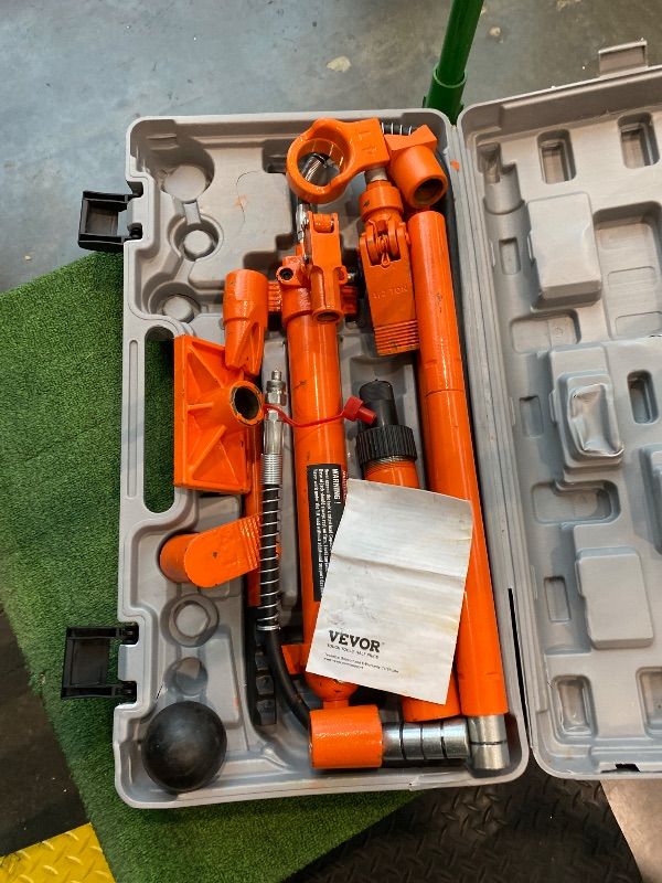 Photo 1 of ***MINOR DAMAGE*** ***VERY USED*** VEVOR Porta Power Kit, 10 Ton Load, Portable Hydraulic Jack with 4.6 ft Extended Oil Hose, Long Handle Design, Auto Body Frame Repair Kit with Portable Storage Case for Car Repair, Truck, Farm