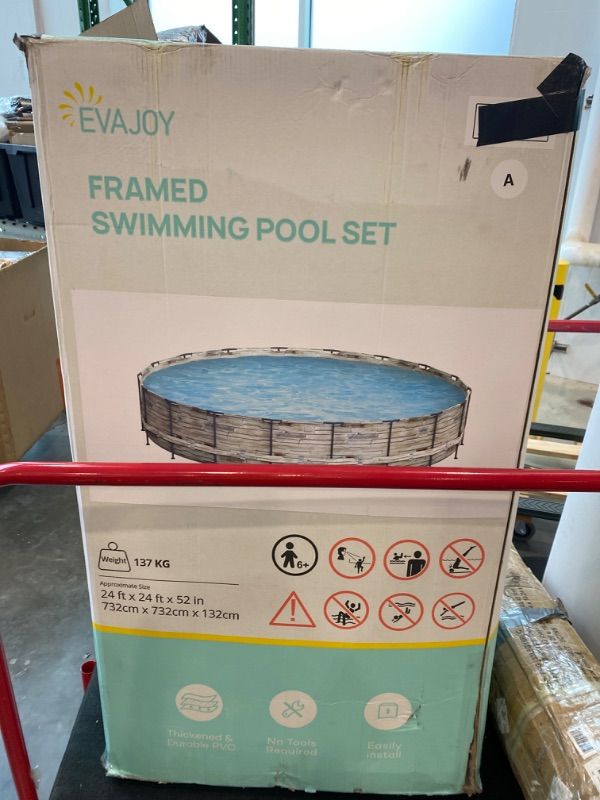 Photo 1 of ***READ CLERK NOTES*** EVAJOY 24ft x 52inch Metal Frame Swimming Pool Set, Round Above Ground Pool Set with Sand Filter Pump, Pool Ladder, Ground Cloth, Pool Cover for Backyard, Garden