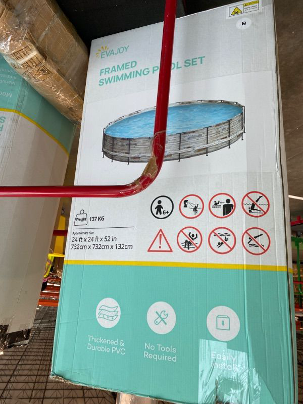 Photo 1 of ***READ CLERK NOTES*** EVAJOY 24ft x 52inch Metal Frame Swimming Pool Set, Round Above Ground Pool Set with Sand Filter Pump, Pool Ladder, Ground Cloth, Pool Cover for Backyard, Garden