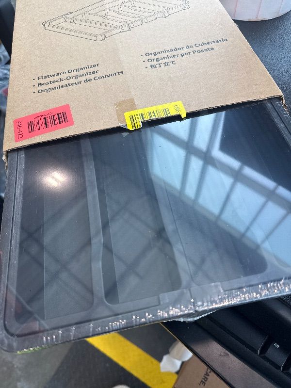 Photo 1 of **Factory Sealed**
Pipishell Silverware Drawer Organizer, Expandable BPA-Free Kitchen Utensil Storage Tray for Forks, Spoons and Knives, Black Plastic Cutlery Holder