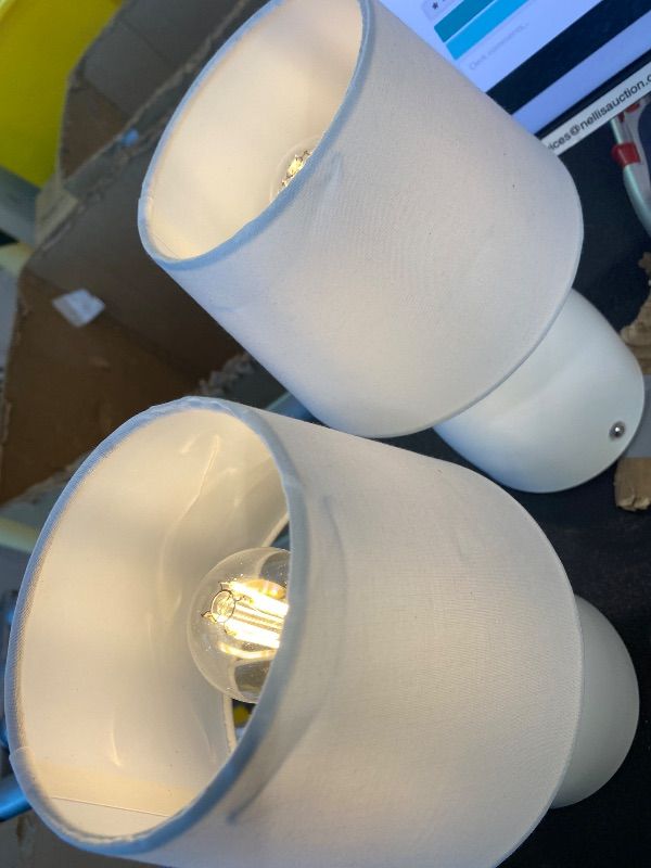 Photo 1 of **minor dent damage on lamp head**GGOYING Cordless Table Lamp Set of 2, 5400mAh Rechargeable Battery Powered Desk Lamp, 4-Level Brightness Dimmable Bedside Night Light for Bedroom Camping Balcony, White