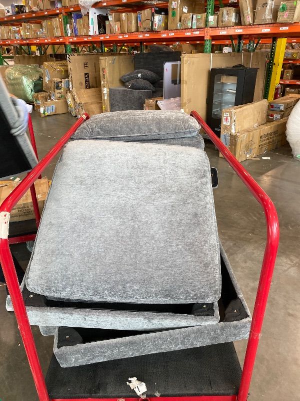 Photo 1 of *missing item* 144" U-Shaped Sectional Cloud Couch, Modular 6-Seat Chenille Sofa with Movable Ottoman, Storage Box & Cup Holders, Comfy, Fluffy & Stylish for Large Living Room, Grey