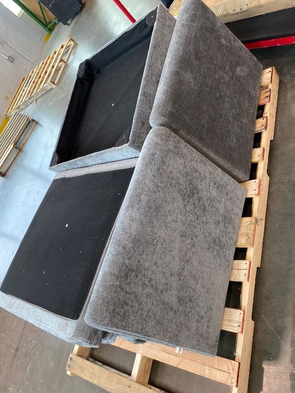 Photo 1 of *missing item* 144" U-Shaped Sectional Cloud Couch, Modular 6-Seat Chenille Sofa with Movable Ottoman, Storage Box & Cup Holders, Comfy, Fluffy & Stylish for Large Living Room, Grey