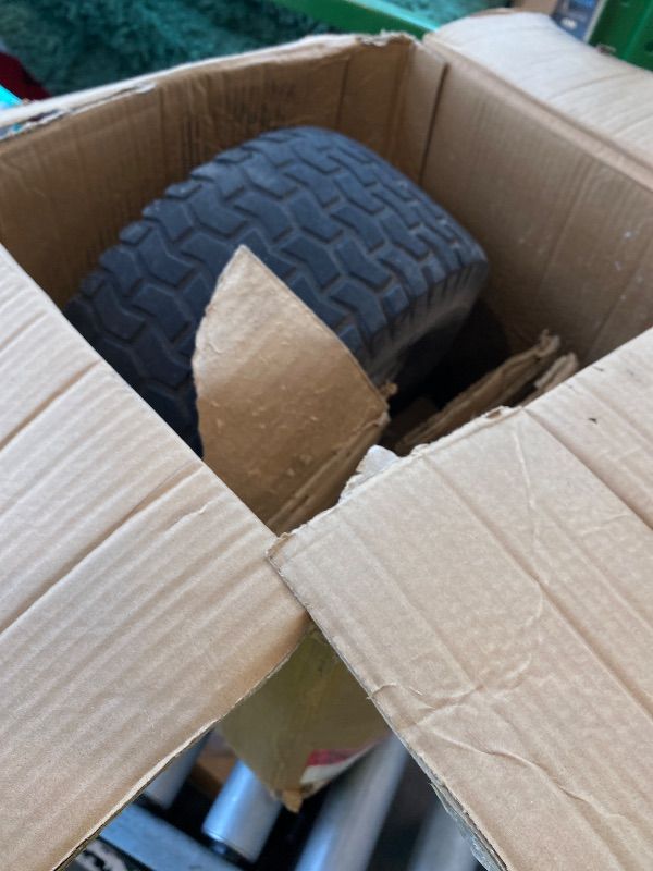 Photo 1 of [USED] 15x6.00-6 Replacement Lawn Mower Tires - 2 Pack Heavy Duty15x6.00-6nhs Rubber Tire and Wheel - Riding Lawn Mower Tires with Bearing Bore 3/4 Inch - Compatible with Most Riding Mowers and Lawn Tractors