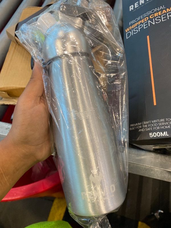 Photo 1 of *See Clerk Notes* Professional Whipped Cream Dispenser–500mL Aluminium Whip Maker Canister with 2 Sets of Stainless Steel & Plastic Tips, Cleaning Brush & Mesh Storage Bag–Leak-Proof & Easy to Use for Homemade Desserts