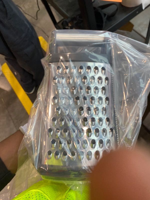 Photo 1 of *Dirty item* KitchenAid Gourmet 4-Sided Stainless Steel Box Grater for Fine, Medium and Coarse Grate, and Slicing, Detachable 3 Cup Storage Container and Measurment Markings, Dishwasher Safe, 10 inches tall, Black