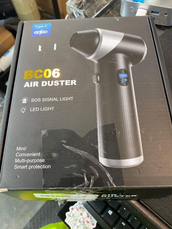 Photo 1 of *MISSING PARTS UNKNOWN*
Fitnac Compressed Air Duster-310,000RPM Cordless Air Blower with LED Light, 4 Gear Adjustable Turbo Fan, Super Power Electric Air Duster for Computer, Keyboard, Outdoor, House and Car