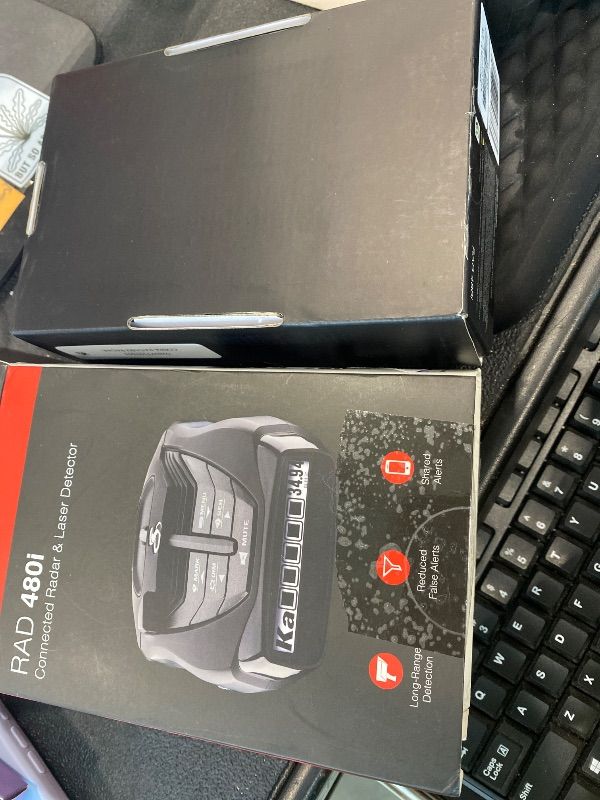 Photo 1 of **UNTESTED**
Cobra RAD 480i Laser Radar Detector – Long Range Detection, Bluetooth, Apple CarPlay and Android Auto Compatible, LaserEye Front and Rear Detection, Digital Signal Processing, Black
