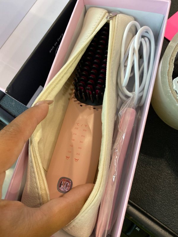 Photo 1 of *UNTESTED*
Cordless Hair Straightener Brush - Portable Hair Straightening Brush for Travel - 300M Negative Ions for Frizz-Free Shine, Touch Up On-The-Go, Fast Heating, Gift for Women, 10,000mAh, Powder Pink