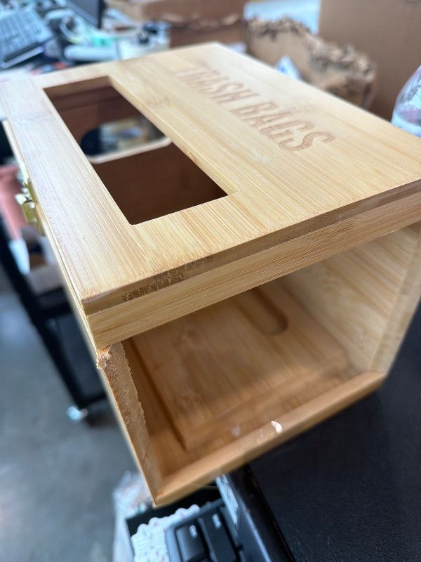 Photo 1 of *MAJOR DAMAGE*
Extra Large Trash Bag Organizer, Garbage Bag Roll Holder Under Sink, Bamboo Wall Mounted Kitchen Trash Bag Holder, Bamboo Wood Garbage Bag Dispenser