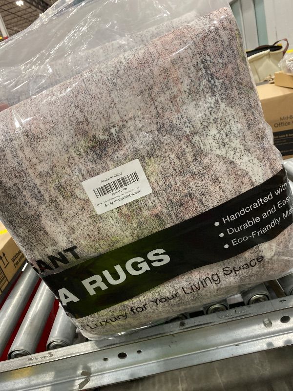 Photo 1 of **USED - MINOR DAMAGE**
Soalmost Abstract Rug 8x10 Large Living Room Rugs Neutral Modern Washable Area Rugs for Bedroom Dining Room Non-Slip Stain Resistant Foldable Thin Rug Grey Pink